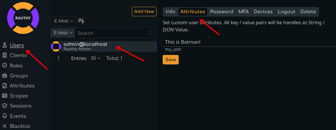 set user attribute